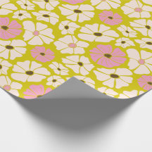 Vintage rétro White & Pink poppies surface motif