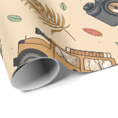Papier Cadeau Vintage Road Trip Pattern (3) (Coin rond)