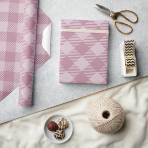 Papier Cadeau Vintage rose Noël En vichy Motif