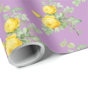 Papier Cadeau Vintage Roses Jaunes Élégant Motif