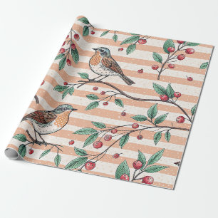 Papier Cadeau Vintage Sakura Cerry Blossom & Bird Aesthétiquemen