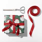 Papier Cadeau Vintage Santa Claus Green