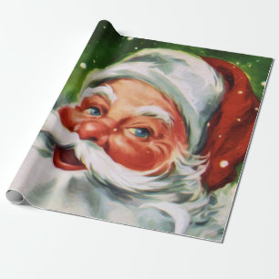 Papier Cadeau Vintage Santa Face 1