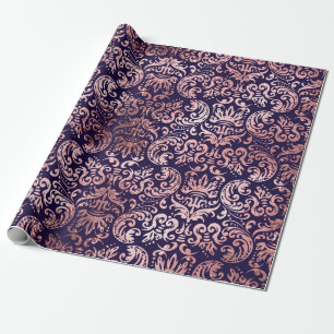 Papier Cadeau Vintage seamless damask rose gold foil classic pat
