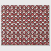 Papier Cadeau Vintage Sketch Black Santa Gingerbread Pattern (Plat)