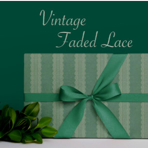 Papier Cadeau Vintage Smokey Green Damask Antique Lace Stripe