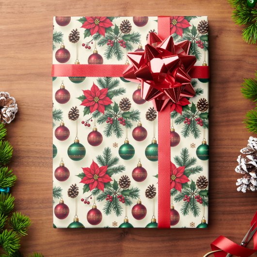 Papier Cadeau Vintage Style Retro Holiday Gift Wrap 