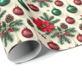 Papier Cadeau Vintage Style Retro Holiday Gift Wrap  (Coin rond)