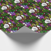 Papier Cadeau Vintage Tiffany Vitrage pourpre Roses (Coin)