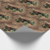 Papier Cadeau Vintage tracteur rouge Grange rustique (Coin)