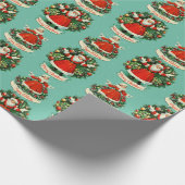 Papier Cadeau Vintage Vacances Cheval En Turquoise (Coin)