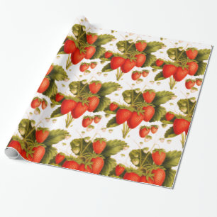 Papier Cadeau Vintage verger de fraise