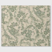 Papier Cadeau Vintage Vibrant vert motif floral (Plat)