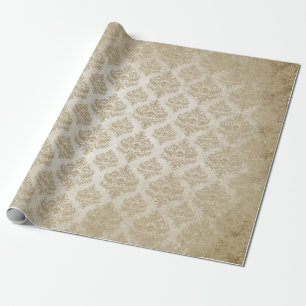 Papier Cadeau Vintage victorien gothique rétro blanc Damas Shab