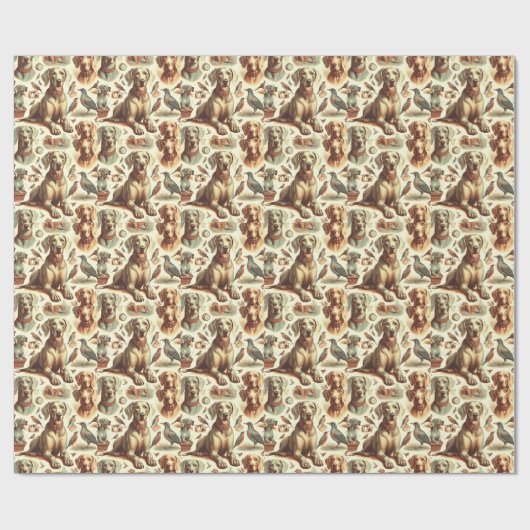 Papier Cadeau Vintage Weimaraner sans fil (Plat)