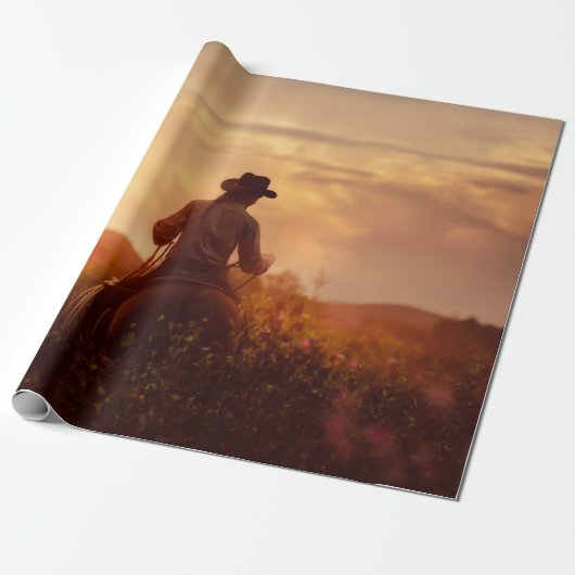 Papier Cadeau Vintage western cowboy portrait (Déroulé)