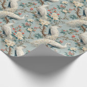 Papier Cadeau Vintage White Peacock & Floral Chinoiserie (Coin)