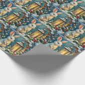 Papier Cadeau Vintage White Rabbit with Christmas Lantern (Coin)