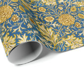Papier Cadeau Vintage William Morris Cherwell Bleu Art Floral (Coin rond)