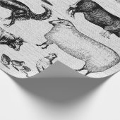 Papier Cadeau Vintages animaux de ferme Collage rustique (Coin)