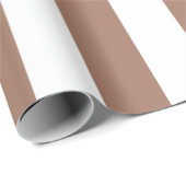 Papier Cadeau Vintages bandes verticales Mocha Mousse Blanc (Coin rond)