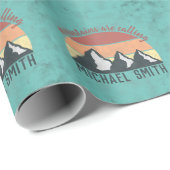 Papier Cadeau Vintages pastels montagnes appellent monogram (Coin rond)