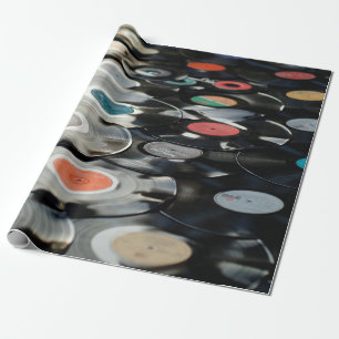Papier Cadeau Vinyl rétro plastique vieux noir