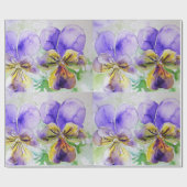 Papier Cadeau Viola violet Fleurs de Pansy Aquarelle (Plat)