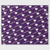 Papier Cadeau Violet avec coeur blanc (Plat)