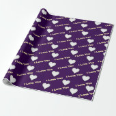 Papier Cadeau Violet avec coeur blanc (Déroulé)