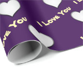 Papier Cadeau Violet avec coeur blanc (Coin rond)