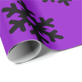 Papier Cadeau Violet avec des flocons de neige noirs (Coin rond)