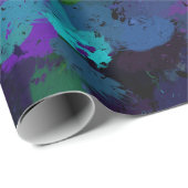 Papier Cadeau Violet, Bleu et Abstrait Noir (Coin rond)