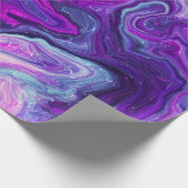 Papier Cadeau Violet, Bleu, Marbre rose Fluide Art Anniversaire (Coin)