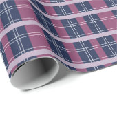 Papier Cadeau Violet bleu Plaid Tartan Motif vacances (Coin rond)