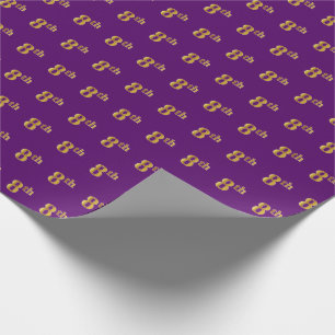 Papier Cadeau Violet, Faux Or 8ème (Huitième) Evénement