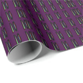 Papier Cadeau Violet foncé avec des rayures de couleurs profonde (Coin rond)