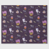 Papier Cadeau violet foncé Hocus Pocus mignon sorcière Chat Hall (Plat)