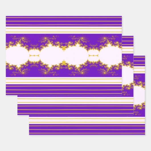 Papier cadeau violet fractal Noël (Lot)