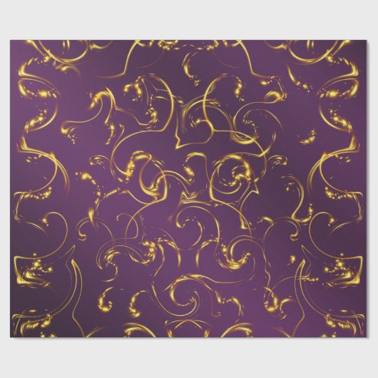 Papier Cadeau violet, lilas, or, or, vibes, abstrait, (Plat)