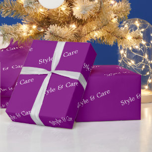 Papier cadeau violet moderne à motif de texte pers