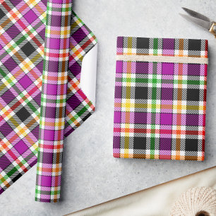 Papier Cadeau Violet noir multicolore flanelle carreaux tartan