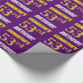 Papier Cadeau Violet, Or doré faux/simulé, "53e ANNIVERSAIRE" (Coin)