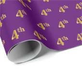 Papier Cadeau Violet, Or Faux 4ème (Quatrième) Evénement (Coin rond)
