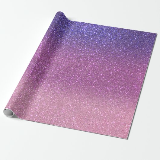 Papier Cadeau Violet Princesse Blush Pink Triple Glitter ombre (Déroulé)