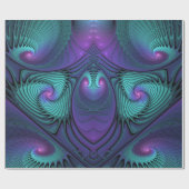 Papier Cadeau Violet rencontre Turquoise moderne art fractal abs (Plat)
