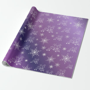 Papier Cadeau violet, rennes, étoile, étoiles, flocon de neige,