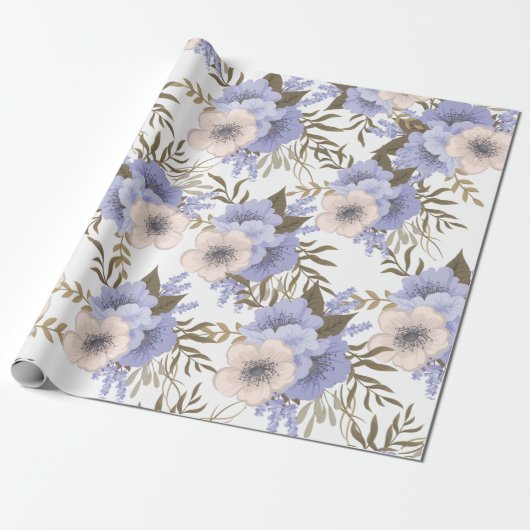 Papier Cadeau Violet romantique & Sage Botanique Floral (Déroulé)
