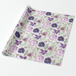 Papier Cadeau Violet rose violet violet orchidée pivoine jardin 