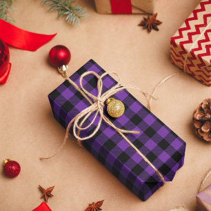 Papier Cadeau Violet Royal et Buffalo à carreaux noir